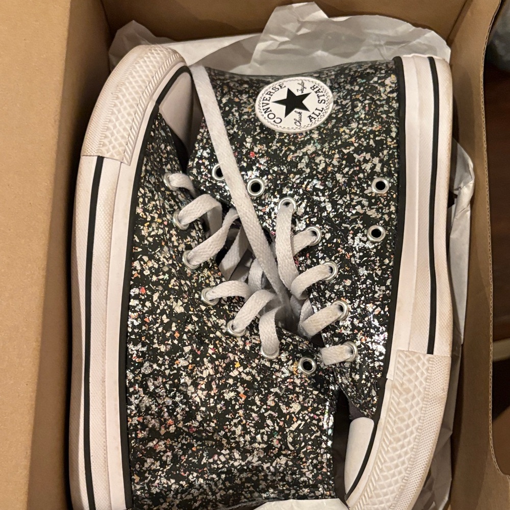 Converse Kids Glitter High-Tops - Black and Silver